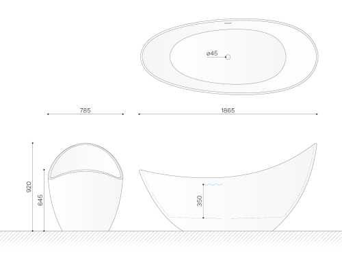 Ванна из искусственного камня Technova Luna VATL8 187х79 отдельностоящая овальная - фото 2
