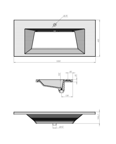 Раковина из искусственного мрамора Uperwood Olivia ROlivia100wg 100х45 полувстраиваемая цвет белый глянцевый - фото 2