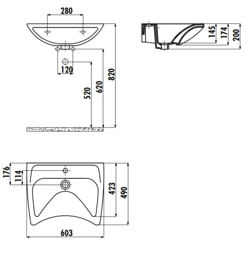 Раковина из сантехнического фарфора Creavit BD060-00CB00E-0000 61х49 подвесная цвет белый 1 отверстие под смеситель - фото 2