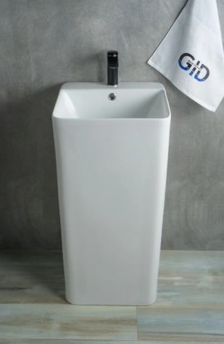 Раковина керамическая Gid Autonomo 81117 42х41 напольная цвет белый 1 отверстие под смеситель - фото 5