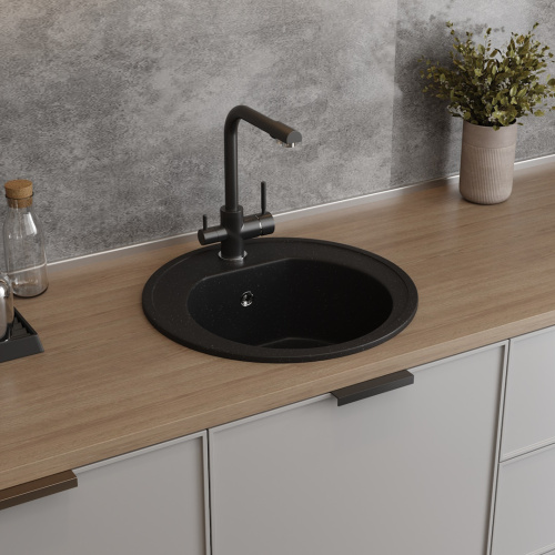 Кухонная мойка Teymi Lina T120101 51х51 цвет черный поверхность матовая - фото 3