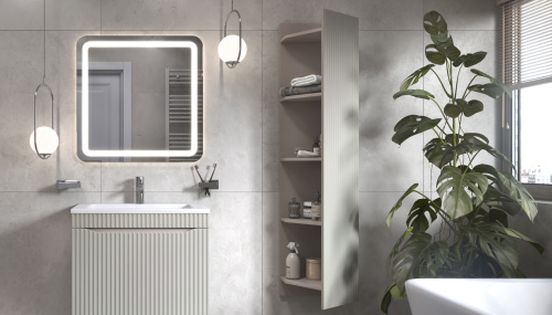 Пенал Velvex Alba 39х33х151 287 тирамису подвесной цвет глиняный серый - фото 2