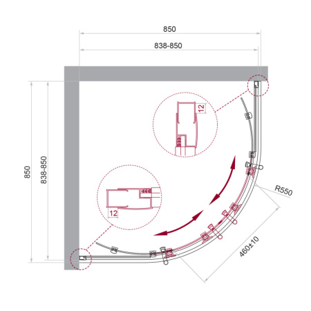 Душевой уголок BelBagno UNO-195 UNO-195-R-2-85-C-Cr 85х85 стекло прозрачное профиль хром глянцевый без поддона