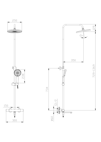 Душевая стойка Rush  ST4235-70 настенная цвет хром - фото 2