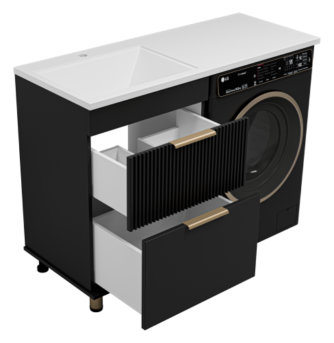 Тумба под раковину Brevita Enfida ENF-07060-022Я 58х48х76 напольная цвет черный - фото 5