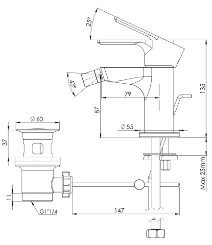 Смеситель Mariani Kali A00493KL12 на биде хром - фото 5