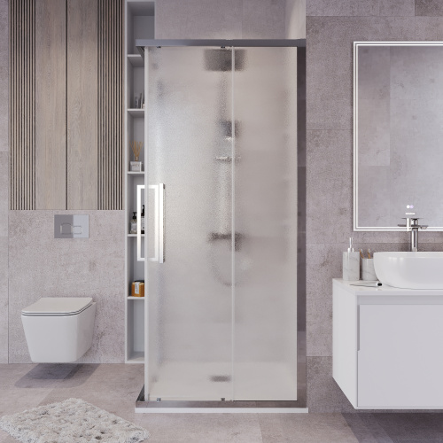 Душевой уголок Grossman Cosmo 300.K33.02.1010.10.02 100х100 стекло текстурное профиль хром глянцевый без поддона - фото 4