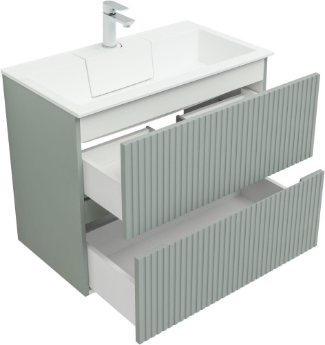 Тумба под раковину Aquanet Джейн 00313318 79х44х64 напольная/подвесная цвет зеленый/серый - фото 2