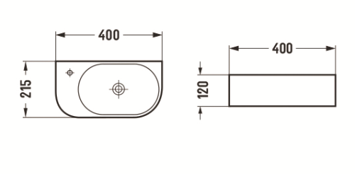 Раковина из санфаянса CeramaLux 78204RB 40х22 подвесная цвет черный глянцевый 1 отверстие под смеситель - фото 2