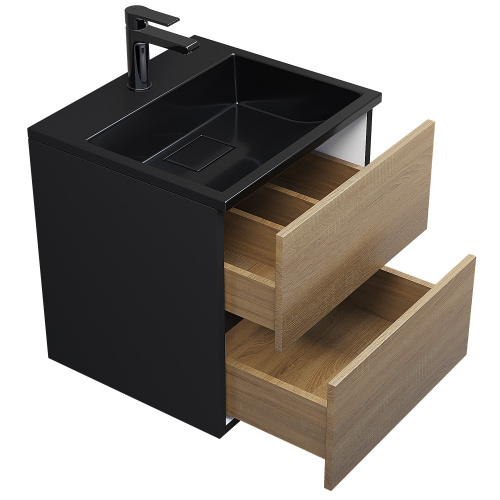 Раковина из литьевого мрамора Uperwood Barsa 3939193460 50х45 полувстраиваемая цвет черный - фото 4