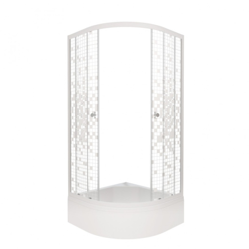 Душевой уголок Тритон Стандарт Щ0000061809 90х90 стекло прозраное с рисунком профиль белый с поддоном - фото 3