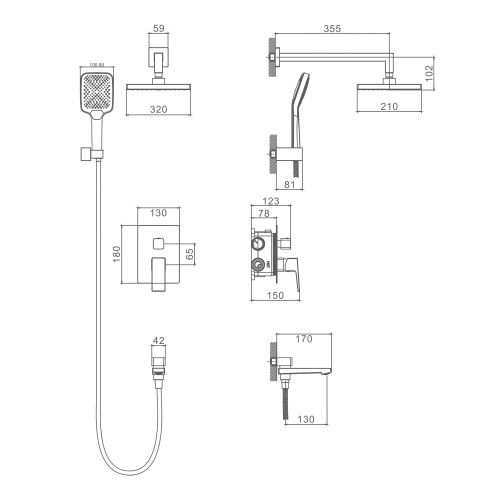 Душевая система Splenka S01.27.06 встраиваемая в стену цвет черный - фото 3