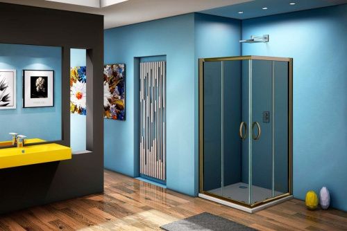 Душевой уголок Good Door JAZZE ДЖ00041 100х100 стекло тонированное профиль бронза без поддона - фото 4