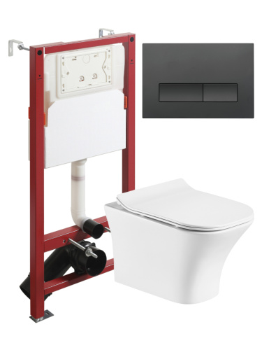 Комплект унитаз с инсталляцией и клавишей смыва Orange CI02-100W+APB244 - фото 2