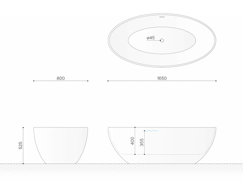 Ванна из искусственного камня Technova Ov VATO6 165х80 отдельностоящая овальная - фото 3