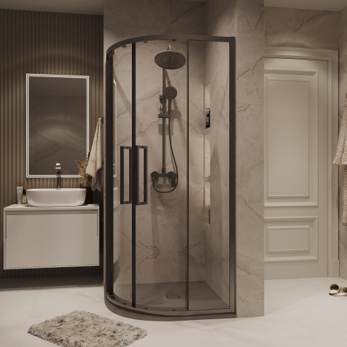 Душевой уголок Grossman Cosmo 301.K33.02.1010.42.00 100х100 стекло прозрачное профиль графит матовый без поддона - фото 4