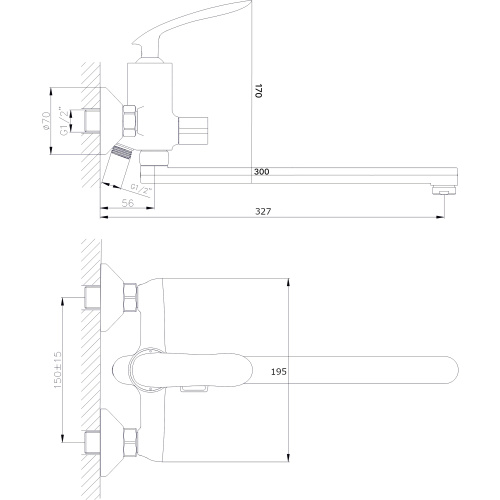 Смеситель для ванны Rush Island IS6535-51 настенный хром - фото 2