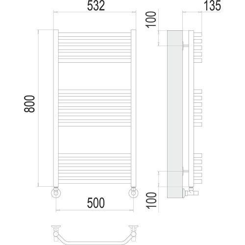 Полотенцесушитель Terminus 4670078529534 53х80 водяной хром - фото 3
