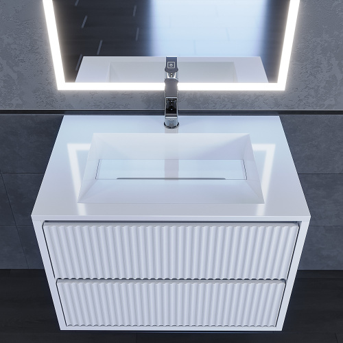 Раковина из литьевого мрамора Uperwood Next Premium 2900000091 70х45 полувстраиваемая цвет белый - фото 4