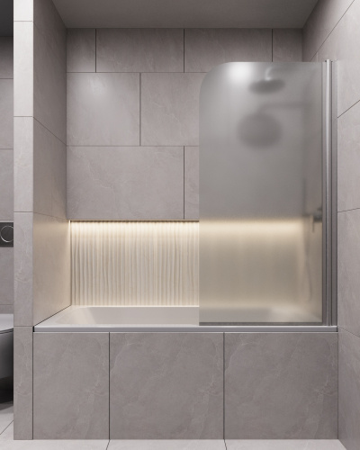 Шторка для ванны Timo T30 70х140 стекло матовое профиль хром матовый ориентация универсальная - фото 5