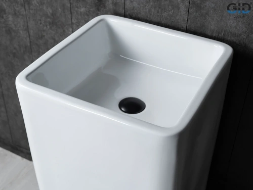 Раковина керамическая Gid Autonomo 81119 41х41 напольная цвет белый без отверстий под смеситель - фото 2