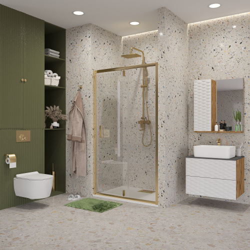 Душевая дверь Niagara Nova NG-43-11AG 110х195 стекло прозрачное профиль золото глянцевое - фото 2