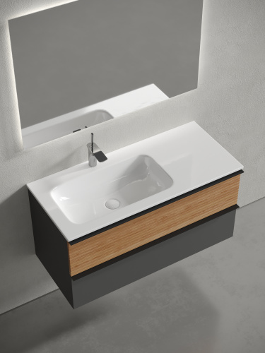 Тумба под раковину Sancos DELTA DL100LGR 100х45х50 подвесная цвет дуб красный/графит - фото 4