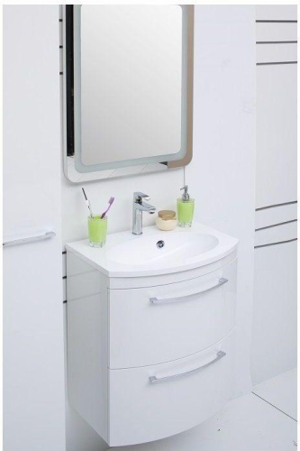 Тумба с раковиной De Aqua Лонг 167119 59х42х64 подвесная цвет белый - фото 4