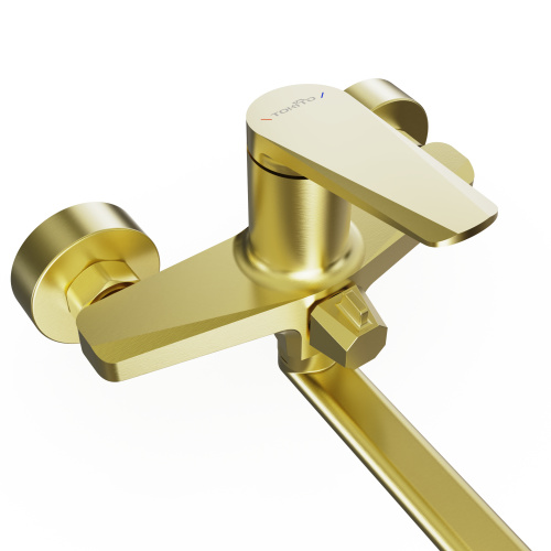Смеситель для ванны Tokito KIN TOK-KIN-1015 настенный брашированное золото - фото 3