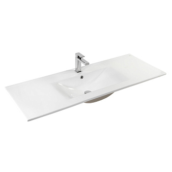 Раковина из сантехнического фарфора Bond Cube S05-1200 120х46 встраиваемая цвет белый глянцевый 1 отверстие под смеситель