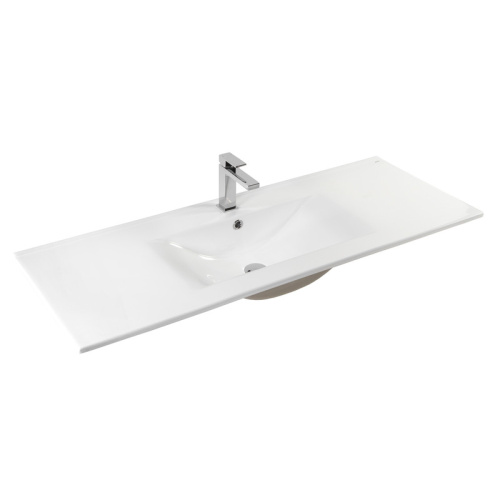 Раковина из сантехнического фарфора Bond Cube S05-1200 120х46 встраиваемая цвет белый глянцевый 1 отверстие под смеситель