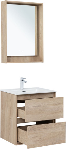 Тумба под раковину Aquanet Милан 00336382 60х45х64 подвесная цвет светлое дерево - фото 5