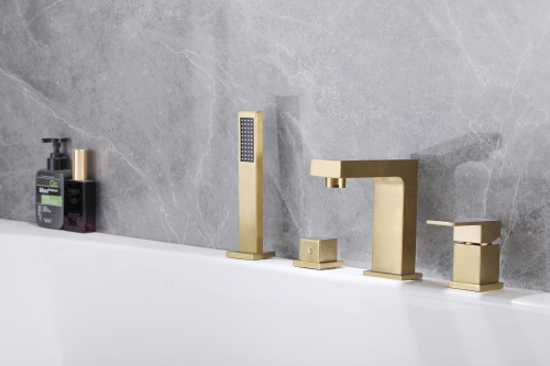 Смеситель ABBER Daheim AF8213G на борт ванны золото матовое - фото 2