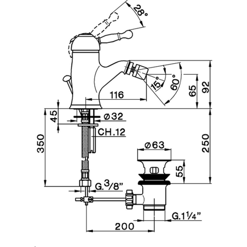Смеситель Cisal Arcana Royal AY00055024 на биде золото - фото 2