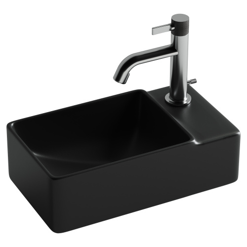 Раковина из сантехнического фарфора Ceramica Nova ELEMENT CN5045MB 40х22 подвесная цвет черный матовый 1 отверстие под смеситель - фото 3