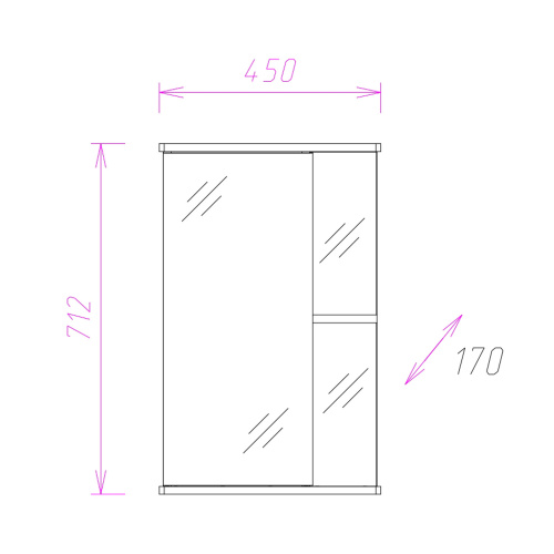Зеркало-шкаф Onika Карина 204504 45х17х71 подвесной - фото 3