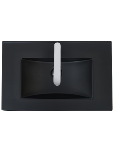 Раковина из санфаянса WeltWasser WW SK 47 см 10000005563 встраиваемая цвет черный матовый 1 отверстие под смеситель - фото 3