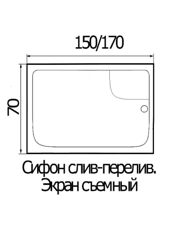 Ванна акриловая Wemor 10000001805 150х70 пристенная прямоугольная с каркасом
