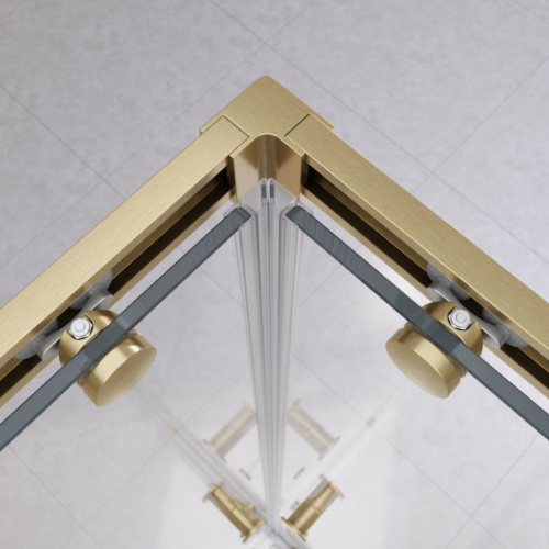 Душевой уголок Cezares RELAX 304 RELAX-304-A-2-80-C-BORO 80х80 стекло прозрачное профиль золото брашированное без поддона - фото 2