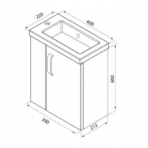 Тумба с раковиной IDDIS Torr TOR40W1i95K 39х21х60 подвесная цвет белый - фото 2