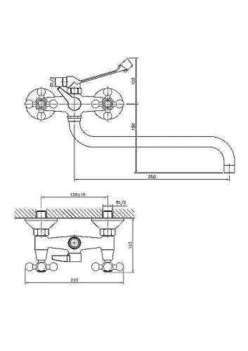 Cмеситель для ванны и душа Haiba HB2619-3 настенный хром - фото 3