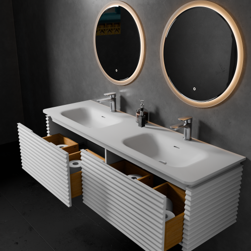 Тумба с раковиной+зеркало Art Decco Jacqueline (Жаклин) AJC15W34D1M0 150x45x40 подвесная цвет белый - фото 3