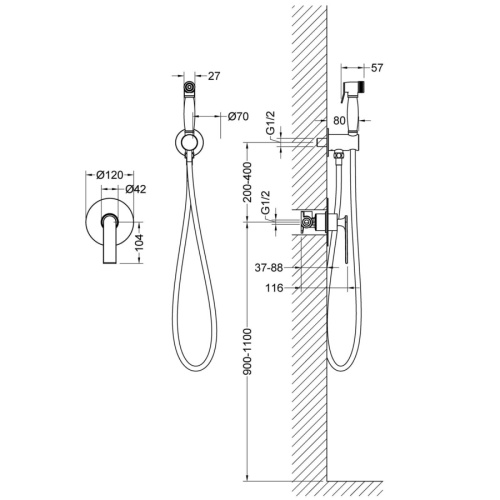 Смеситель для ванны и душа Timo Anni 2789/03SM настенный черный матовый - фото 2