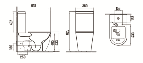 Унитаз напольный с бачком CeramaLux 2166ХМВ черный матовый с сиденьем микролифт безободковый каскадный смыв - фото 2