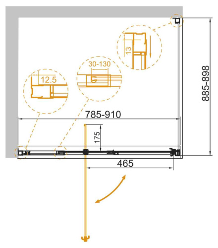 Душевой уголок Cezares VARIANTE VARIANTE-AH-1-80/90-90-C-Cr 80х90 стекло прозрачное профиль хром глянцевый без поддона - фото 2