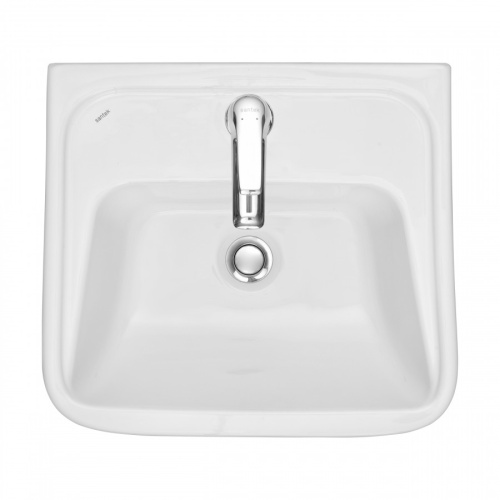 Раковина из сантехнического фарфора Santek Лонги 1WH501753 42х46 подвесная цвет белый 1 отверстие под смеситель - фото 3