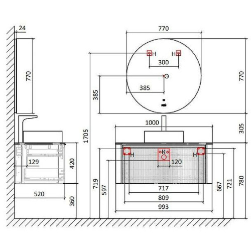 Тумба под раковину Jorno LUMINO Lum.01.100/P/W/JR 100х52х42 подвесная цвет белый - фото 4
