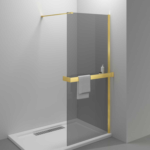 Душевая перегородка Vincea Walk in HR VSW-4HR100CGG 100х200 стекло тонированное профиль золото брашированное
