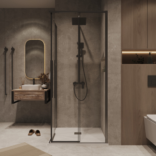 Душевая дверь Grossman Galaxy 1/2.K33.01.10.42.00 100х195 стекло прозрачное профиль графит - фото 4