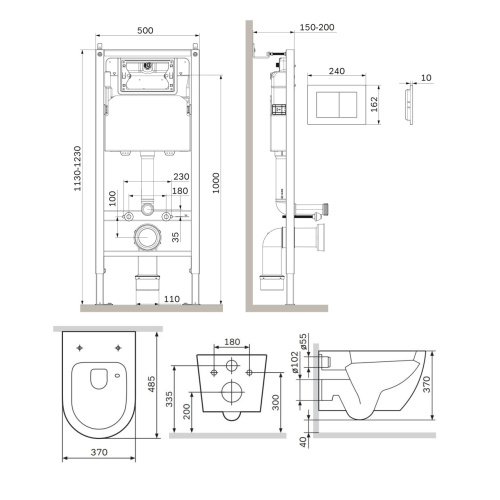Комплект унитаз с инсталляцией с клавишей  Am.Pm Like IS90238.801900 - фото 3
